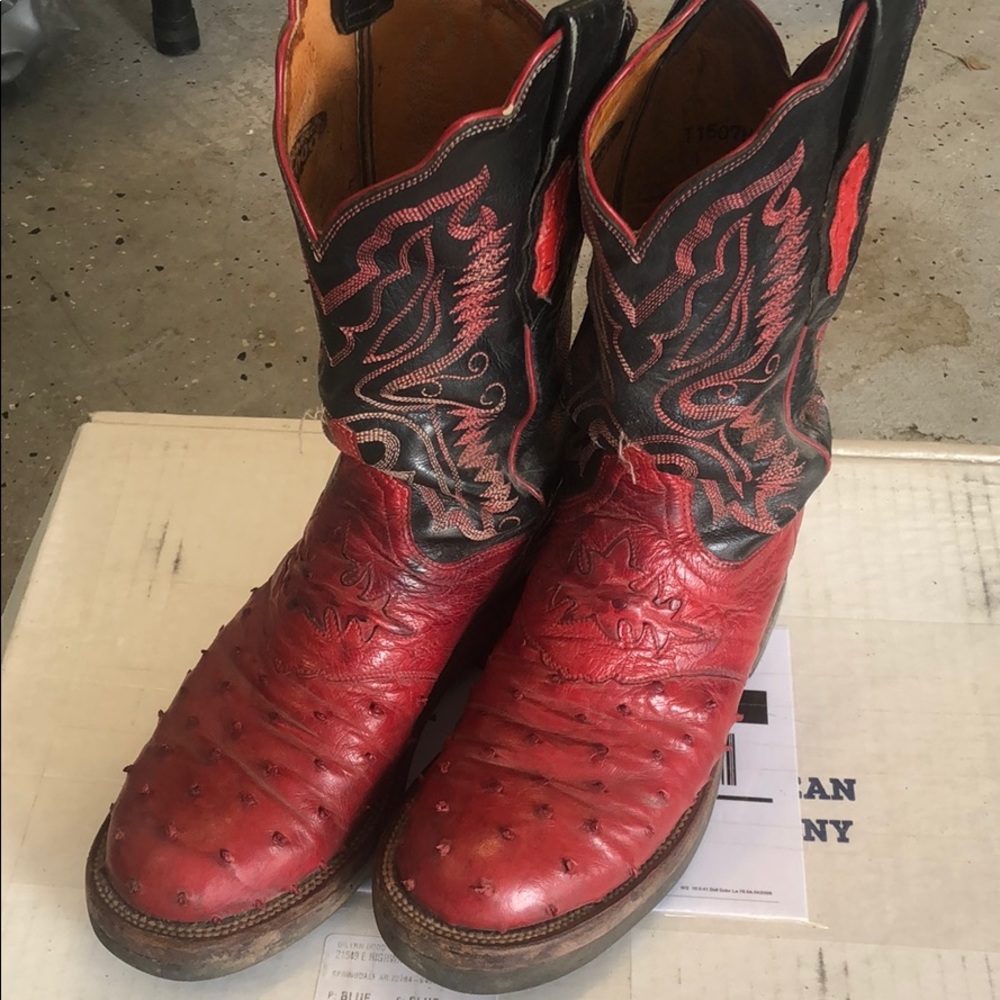 Red Ostrich Lucchese Boots
